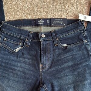 Hollister Blue Slim Straight Jeans with Classic Wash 28x34